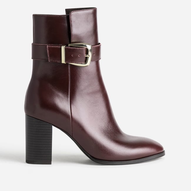 Boots À Talon en cuir NAELLE bordeaux <span itemprop=