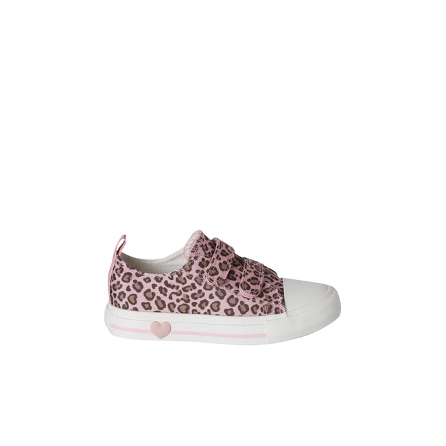 Baskets scratchées toile imprimée collection maternelle rose imprimé <span itemprop=