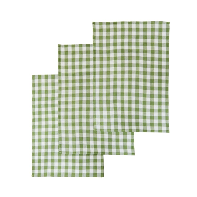 Set of 3 Cotton Checked Tea Towels - SO'HOME