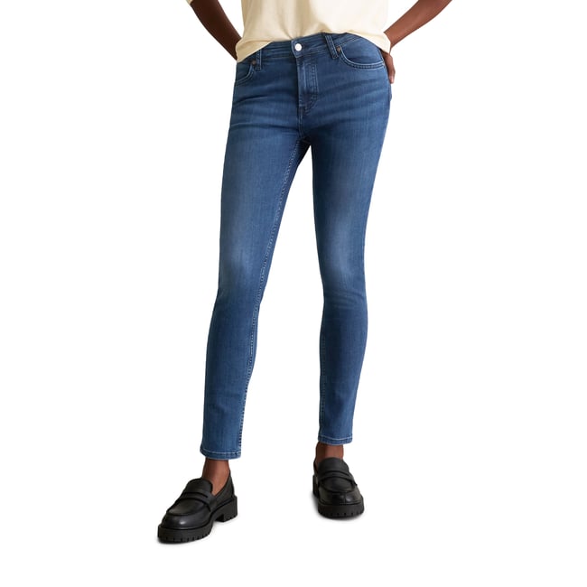 Jeans modèle Kaj skinny cropped en tissu Powerstretch bleu foncé <span itemprop=