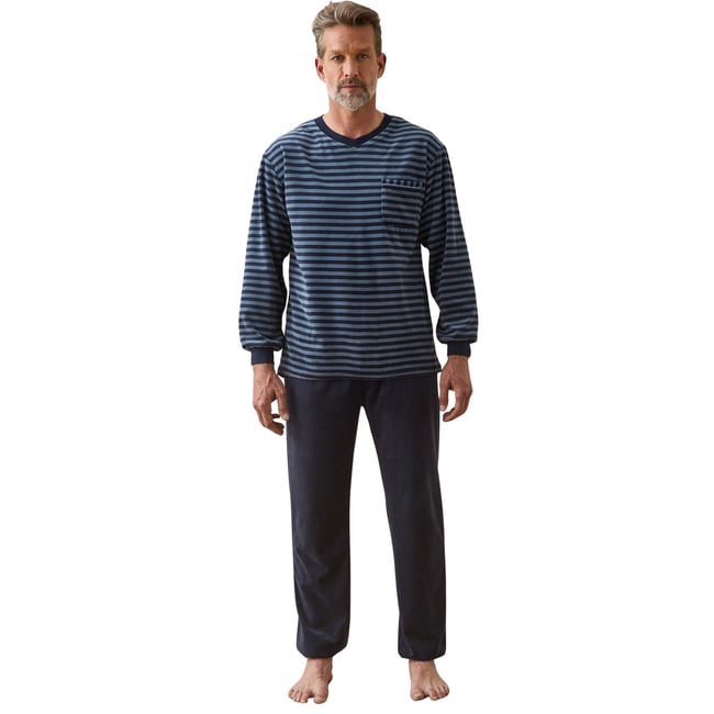 Pyjama velours homme imprimé marine <span itemprop=
