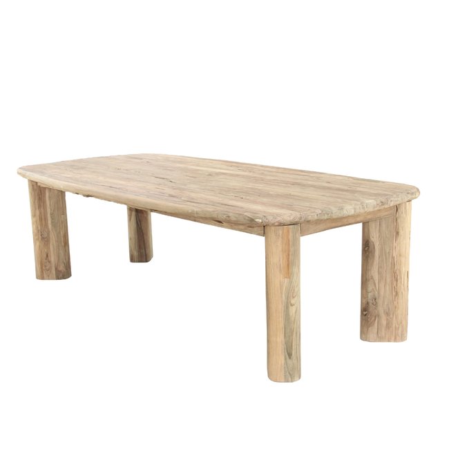 Table à manger en bois de teck recyclé VASCO Couleur naturel <span itemprop=