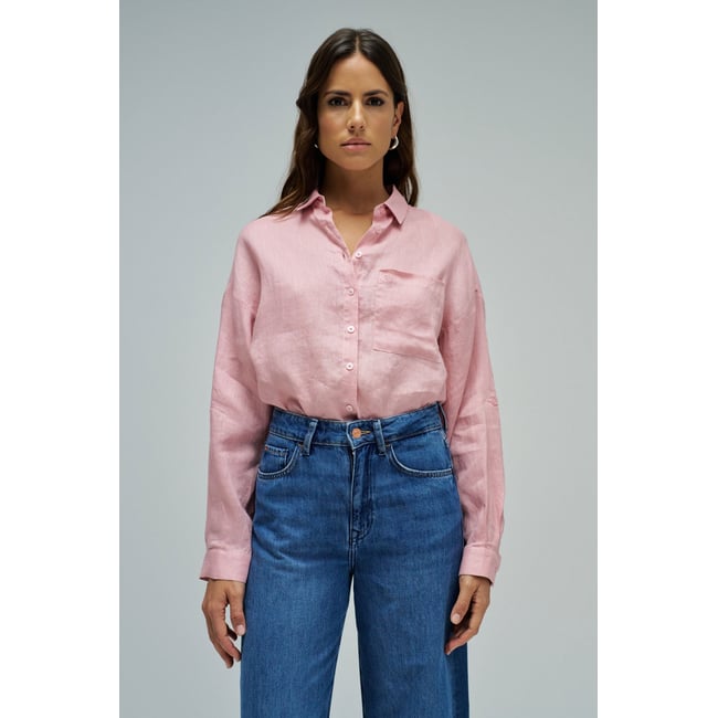 CHEMISE EN LIN rose <span itemprop=