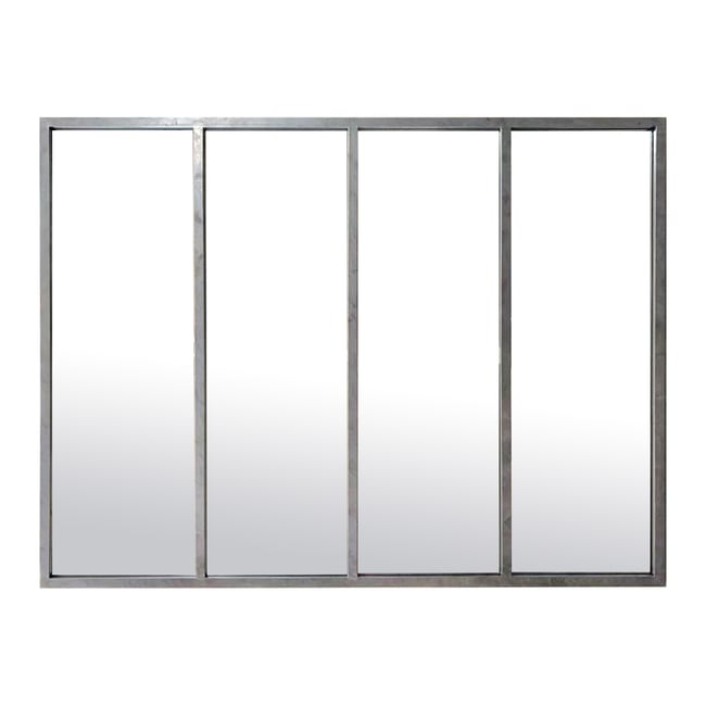 Miroir industriel 4 bandes zinc 90x120cm Couleur gris <span itemprop=