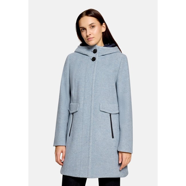 Veste en laine à capuche bright blue melange <span itemprop=