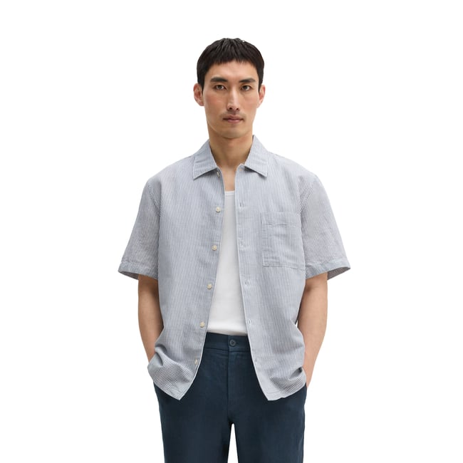 Chemise à manches courtes regular en mélange de lin et de coton bio - MARC O'POLO