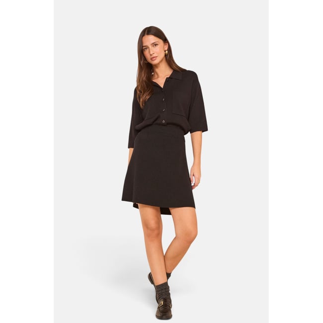 Jupe courte en laine VIRGINIA noir <span itemprop=