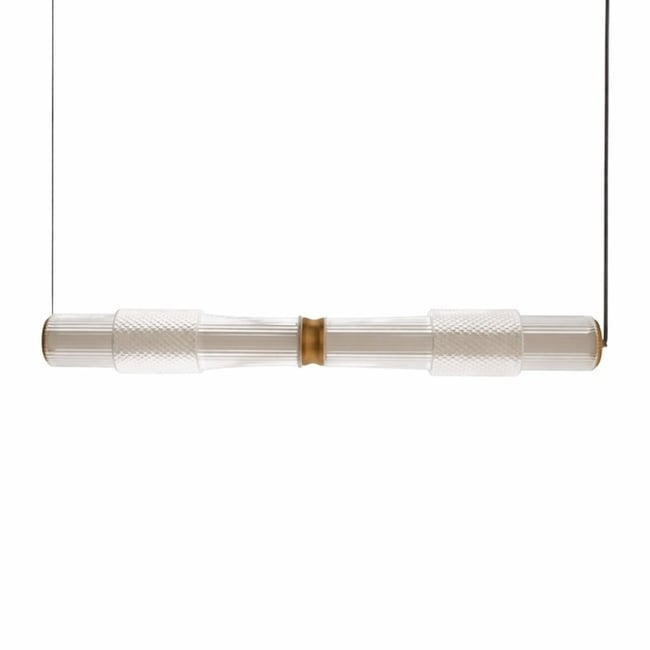 Grande suspension horizontale Led Mojo Verre clair Et Laiton Couleur laiton <span itemprop=