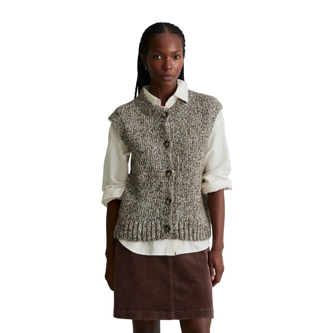 Cardigan sans manches, coupe décontractée en mélange de laine vierge et de laine d'alpaga - MARC O’POLO DENIM