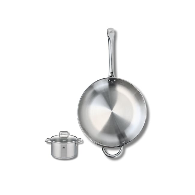Batterie de cuisine 1 poêle 32cm + 1 faitout 12cm PROFI CITRIN gris <span itemprop=