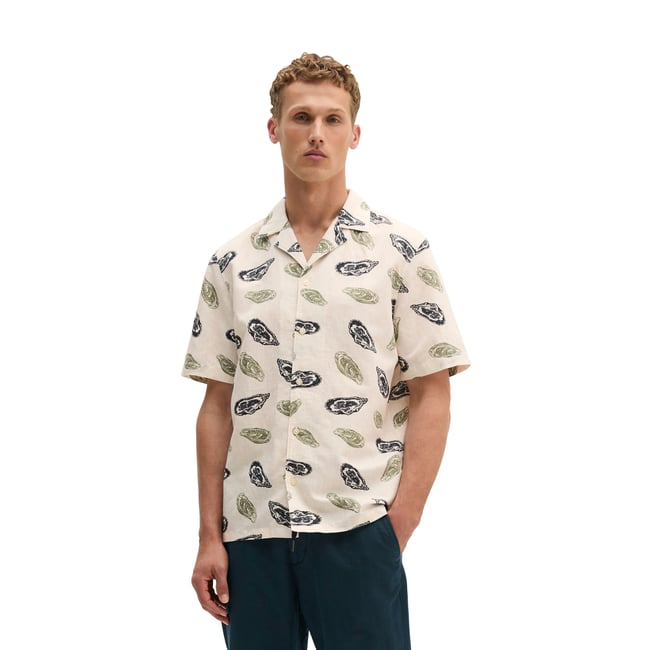 Chemise à manches courtes regular en lin et en coton bio - MARC O'POLO
