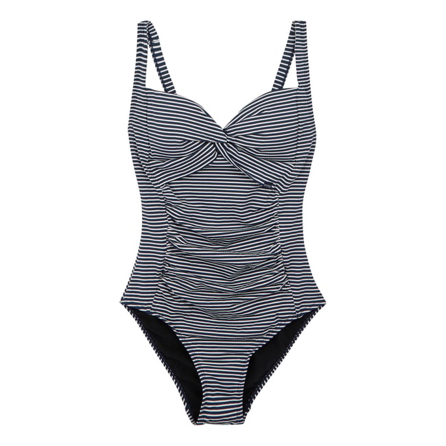 Maillot de bain 1 pièce bleu marine / blanc <span itemprop=