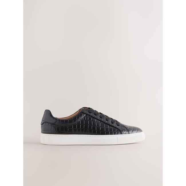 Baskets effet croco en relief longline noir <span itemprop=