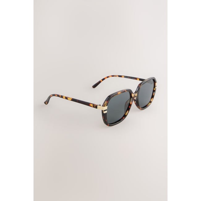 Lunettes de soleil carrées brun écaille de tortue <span itemprop=