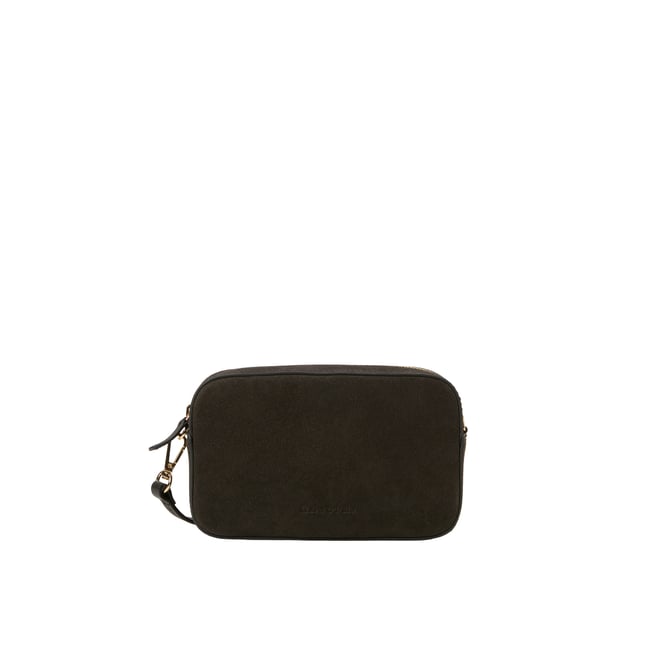 Sac à bandoulière modèle Liana en cuir velours souple gris <span itemprop=