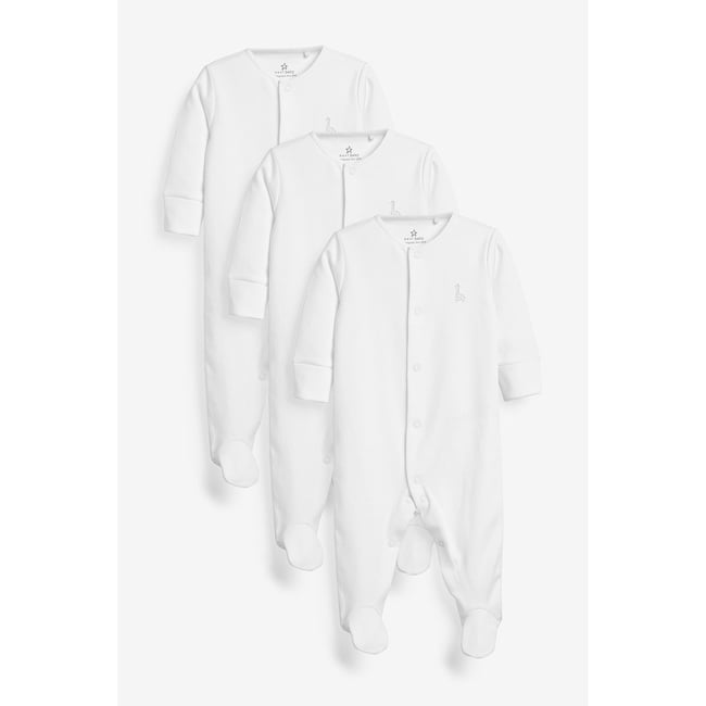 Dors-bien bébé avec col, lot de 3 blanc Next | La Redoute