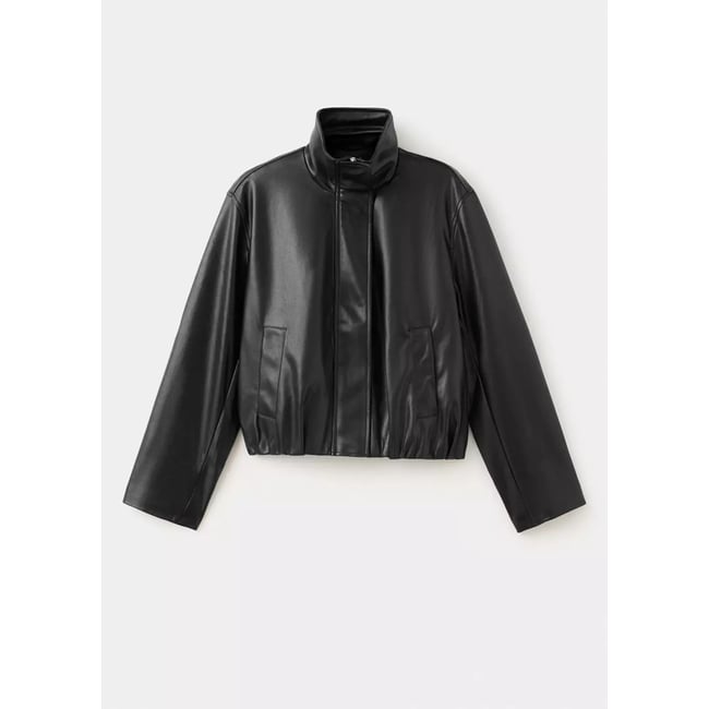 Veste effet cuir fermeture zip noir <span itemprop=