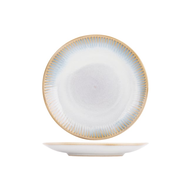 Lot de 6 assiettes à pain en grès, LISTRA Couleur bleu-beige <span itemprop=