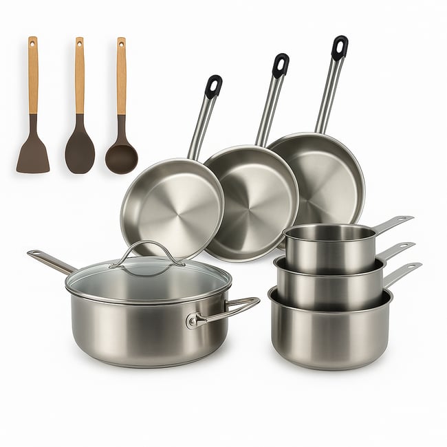Set 10 pièces de cuisson en inox, PROFESSIONNEL inox <span itemprop=