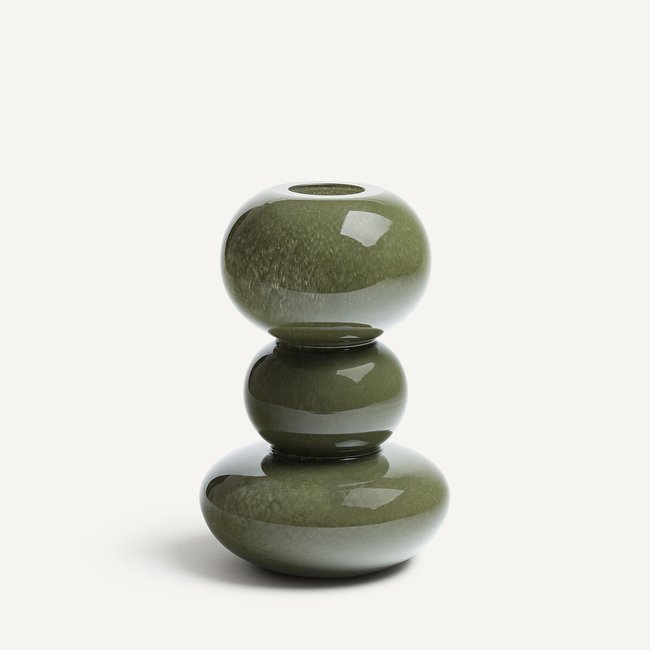 Vase en verre soufflé à la bouche H29,6 cm, Fysa Couleur vert <span itemprop=