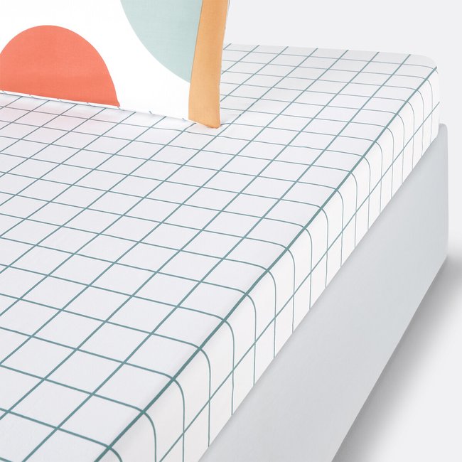 Melbourne Checked 100% Cotton Fitted Sheet check print LA REDOUTE INTERIEURS