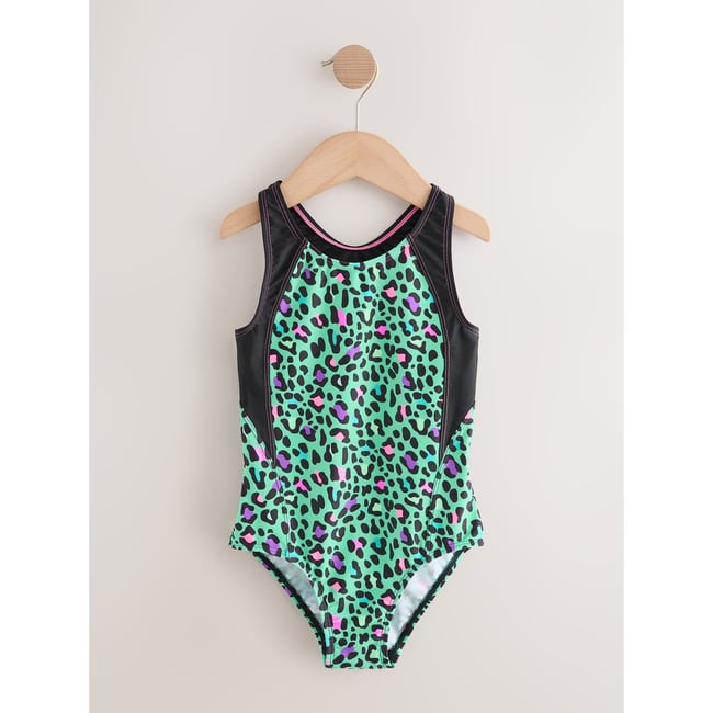 Maillot de bain sport à dos nu animal bleu turquoise <span itemprop=