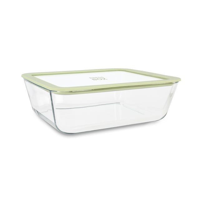 Boite hermétique rectangulaire en verre 1550ml, PRESSBOX céladon <span itemprop=