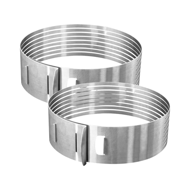 Lot de 2 cercles à pâtisserie 26/28 cm en inox SMART PASTRY gris <span itemprop=