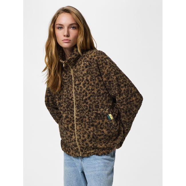 Chaqueta polar con estampado de leopardo estampado de leopardo <span itemprop=