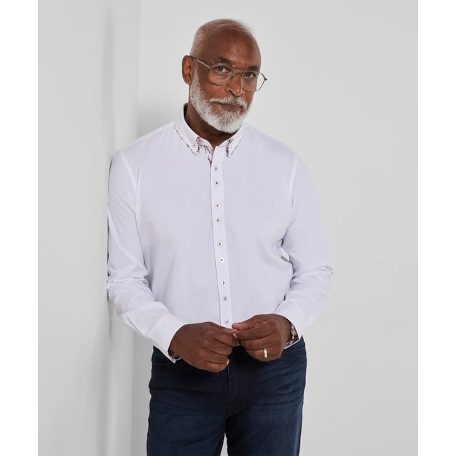 Ravissante Chemise Chic à Double Col blanc <span itemprop=