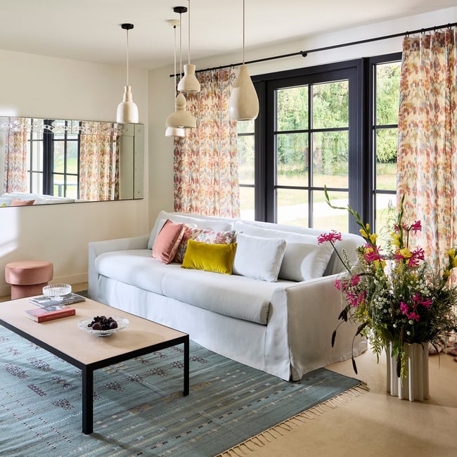 Rideau À Galon Fronceur en Motif ikat imprimé SHINTA naturel et coloré <span itemprop=