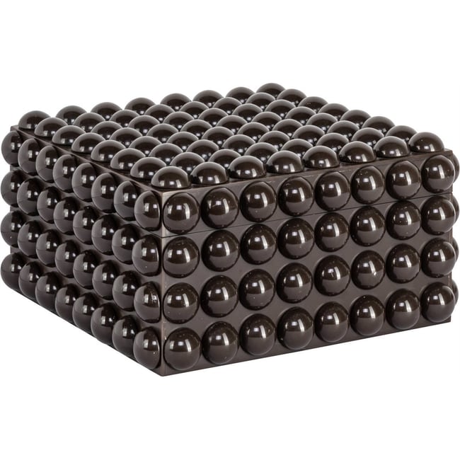 Boîte de rangement en résine à reliefs Couleur marron foncé brillant <span itemprop=