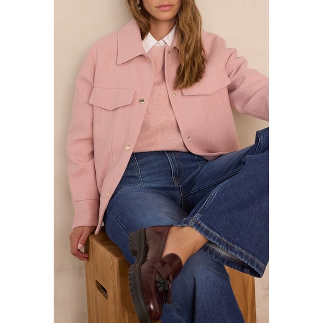 Veste FIERCE en laine rose <span itemprop=