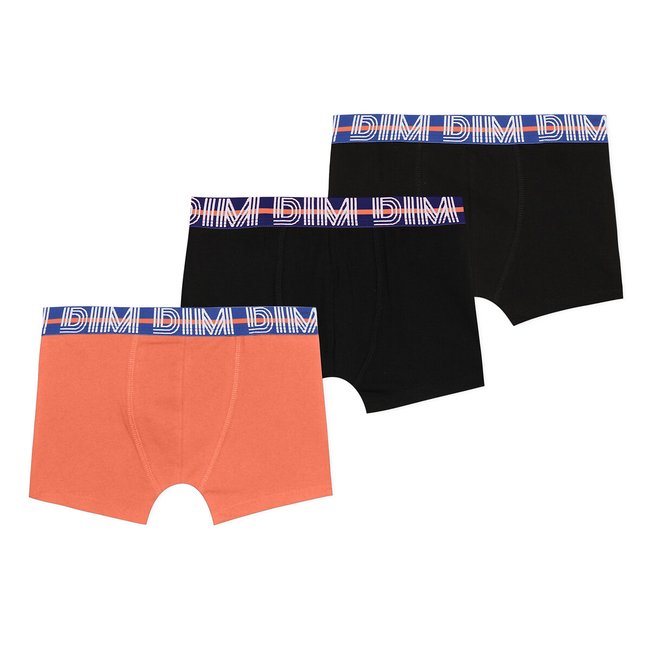 3er-Pack Boxershorts aus Baumwoll-Stretch schwarz+orange <span itemprop=