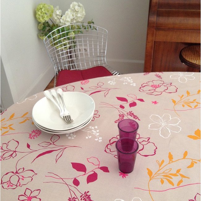 Nappe enduite carrée ou rectangle CAMÉLIA orange <span itemprop=