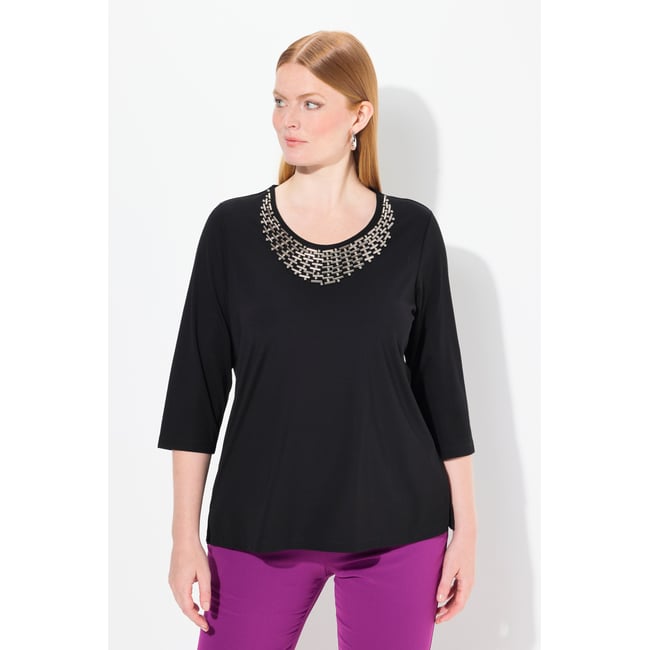 T-shirt avec collier fantaisie - ULLA POPKEN