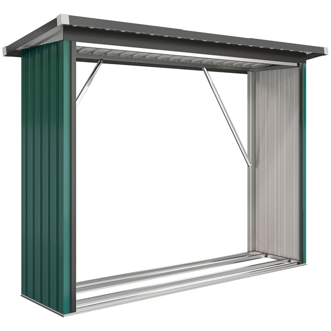 Abri pour le stockage du bois Acier galvanisé vert <span itemprop=