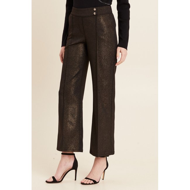 Pantalon large paillettes noir <span itemprop=