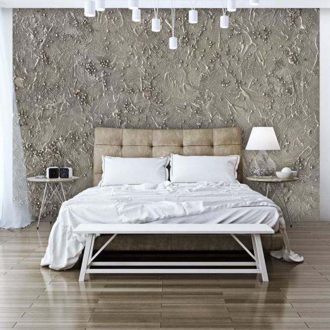 Papier peint intissé panoramique Silver Serenade Couleur gris / argent <span itemprop=
