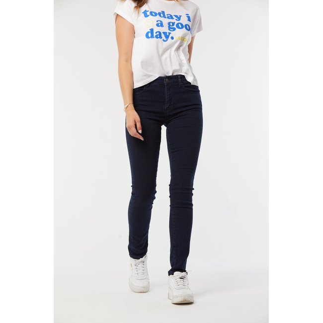 Jean coton slim LC135 bleu marine <span itemprop=