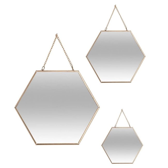Ensemble De 3 Miroirs Hexa Chaîne Or Couleur or <span itemprop=