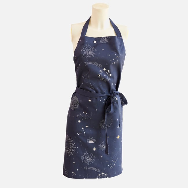Tablier de cuisine imprimé en coton ASTRAL bleu foncé <span itemprop=