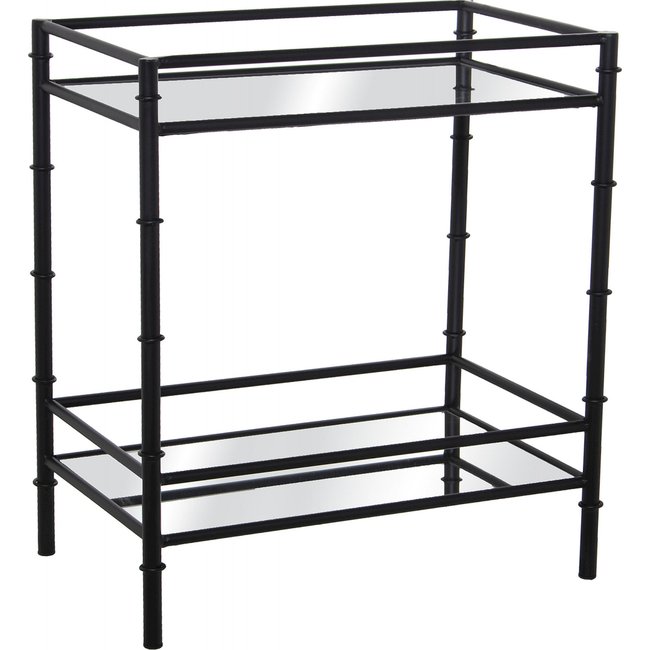 Console en métal, étagères en verre Couleur noir métal élégant <span itemprop=