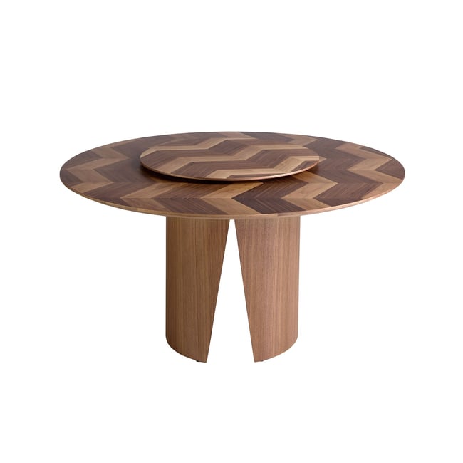 Table à manger ronde noyer Couleur walnut <span itemprop=