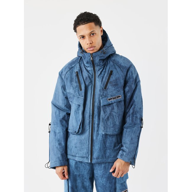 Doudoune en matière technique bleu <span itemprop=