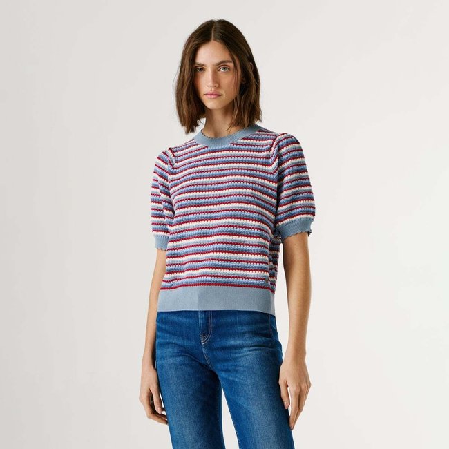 Pull En Maille À Rayures bleus de l'union <span itemprop=