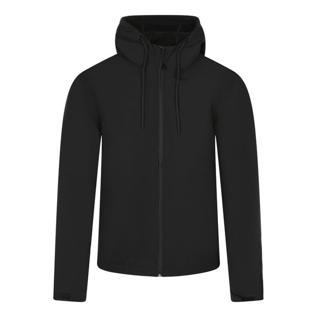 Blouson noir uni coupe ajustée col à capuche avec des cordons de serrage noir <span itemprop=