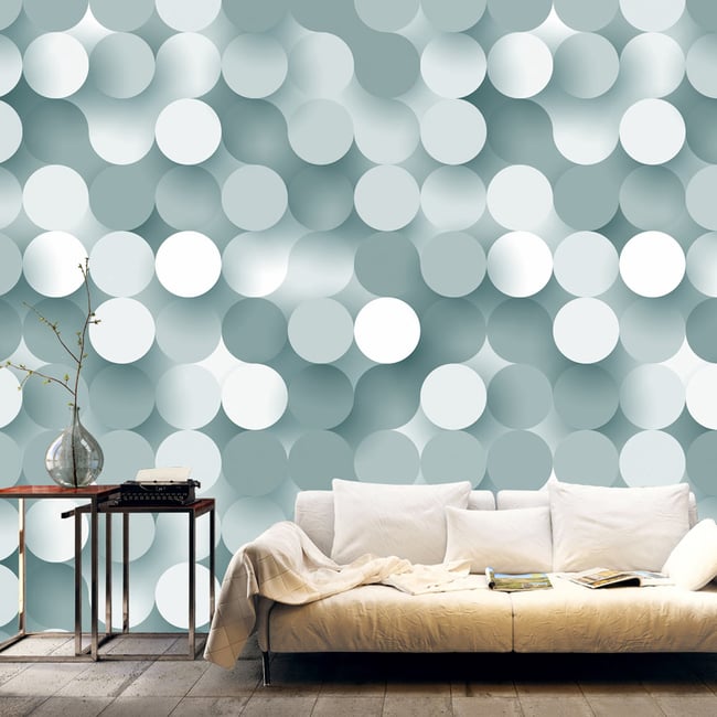 Papier peint intissé panoramique In The Net of Grey Couleur gris / argent <span itemprop=