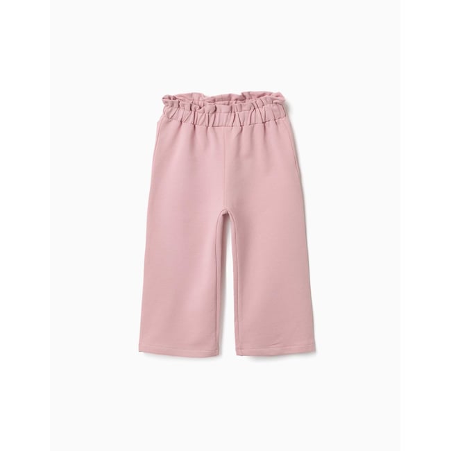 Pantalon à jambe large en molleton avec taille élastique rose clair <span itemprop=