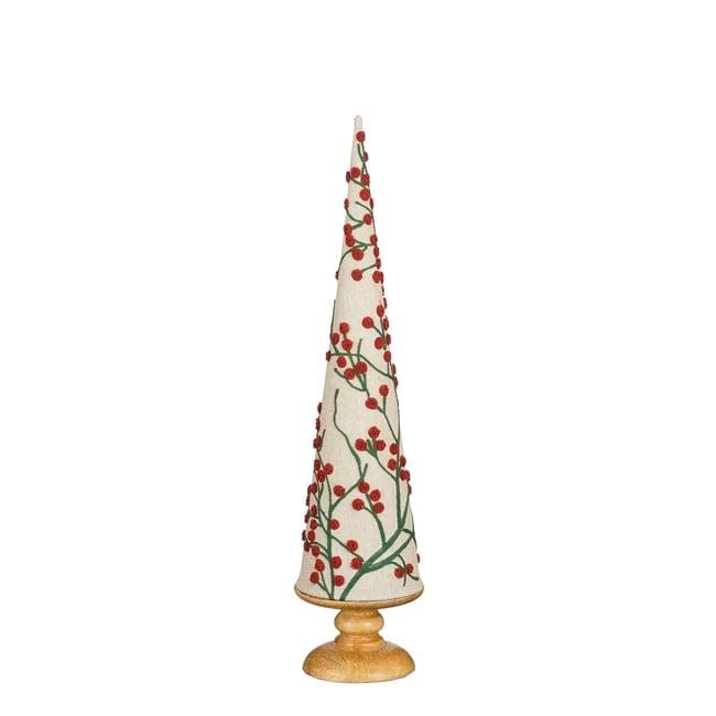 Sapin de Noël décoratif avec imprimé de baies NOOLI Couleur rouge <span itemprop=
